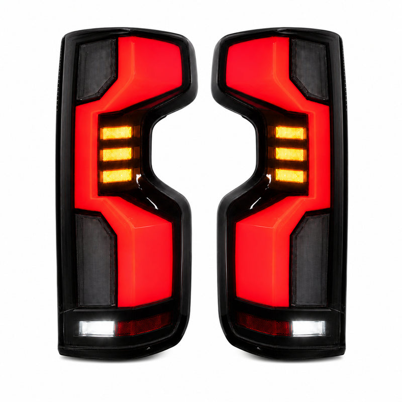 2019-2023 Chevrolet Silverado 1500 Sequential LED Tail Lights — smoked white background01 - T-SILV19-CW