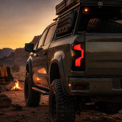 2019-2023 Chevrolet Silverado 1500 Sequential LED Tail Lights — smoked overland camp dusk - T-SILV19-CW