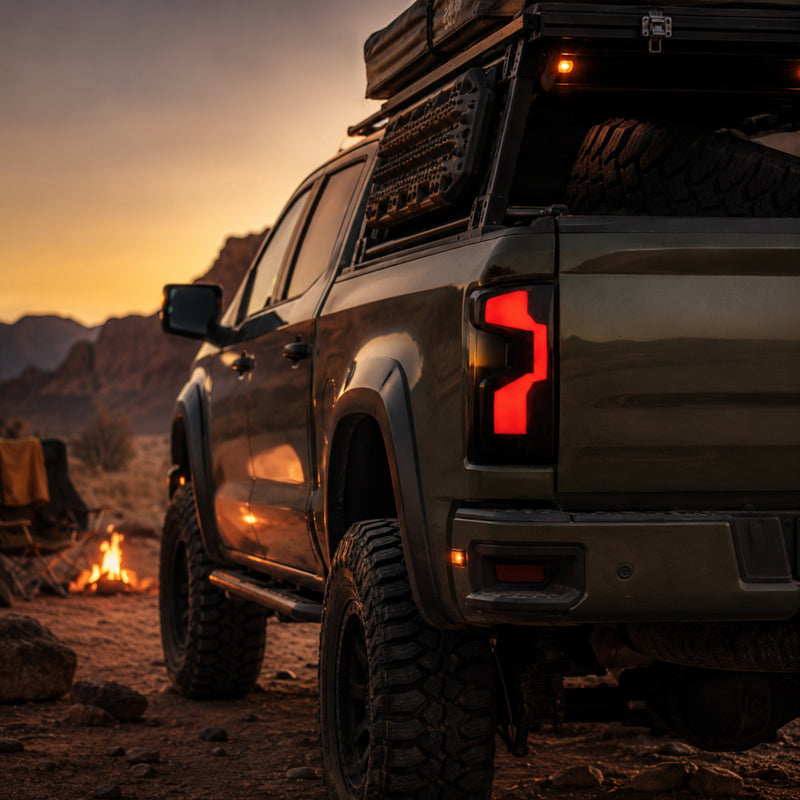 2019-2023 Chevrolet Silverado 1500 Sequential LED Tail Lights — smoked overland camp dusk - T-SILV19-CW