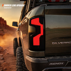 2019-2023 Chevrolet Silverado 1500 Sequential LED Tail Lights — smoked tail light close trail - T-SILV19-SR