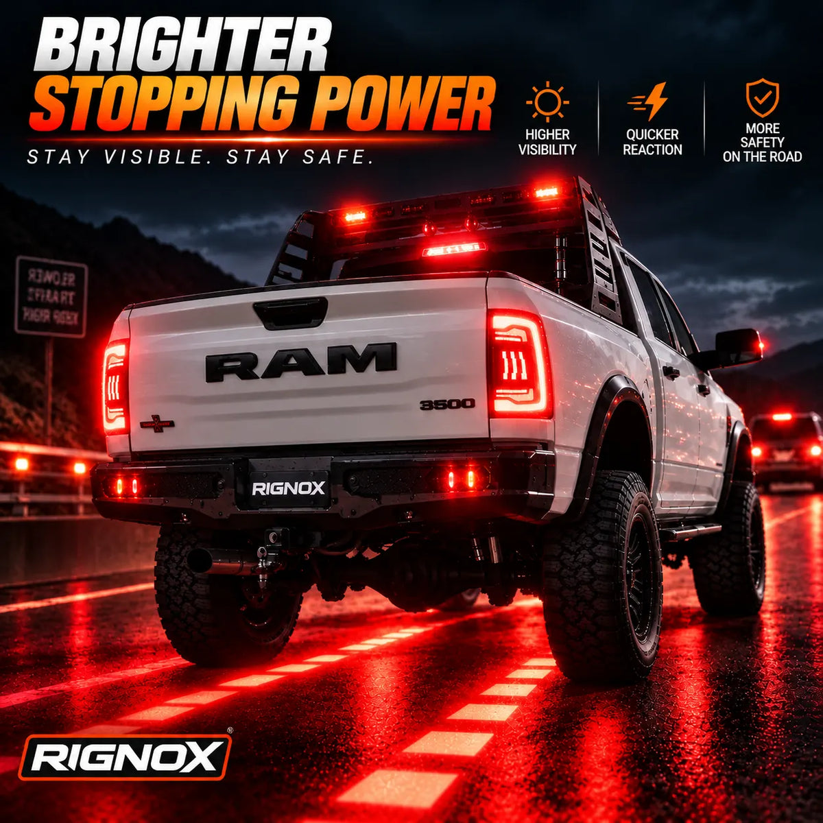 2019-2024 Ram 2500 3500 (5th Gen) Sequential LED Tail Lights Assembly — Pair — brake response — T-RAMHD19-CR