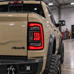2019-2024 Ram 2500 3500 (5th Gen) Sequential LED Tail Lights Assembly — Pair — running lights on — T-RAMHD19-CR