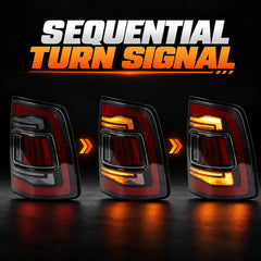 2019-2024 Ram 2500 3500 (5th Gen) Sequential LED Tail Lights Assembly — Pair — sequential turn signal — T-RAMHD19-CR