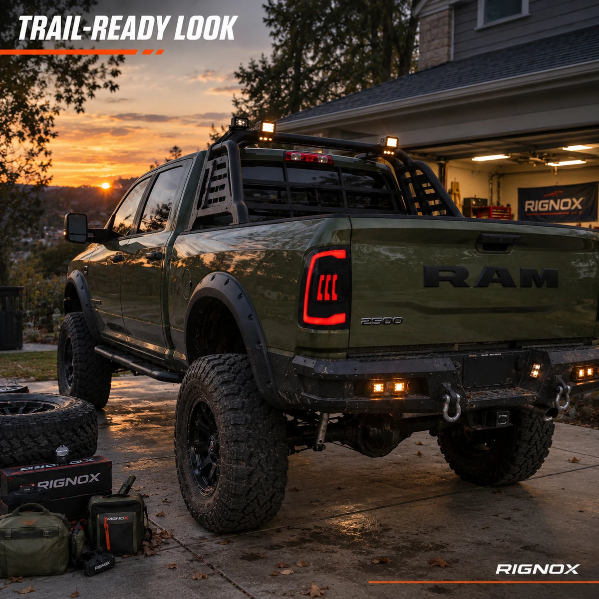2019-2024 Ram 2500 3500 Sequential LED Tail Lights Assembly — trail-ready look — T-RAMHD19
