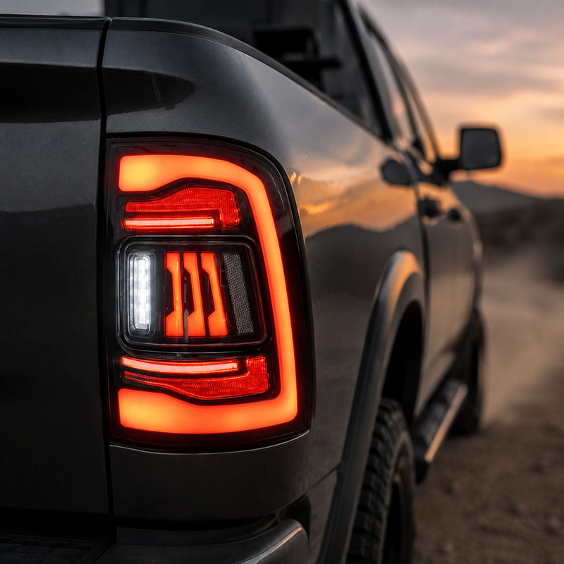 2019-2024 Ram 2500 3500 Sequential LED Tail Lights — clear white close up scene07
