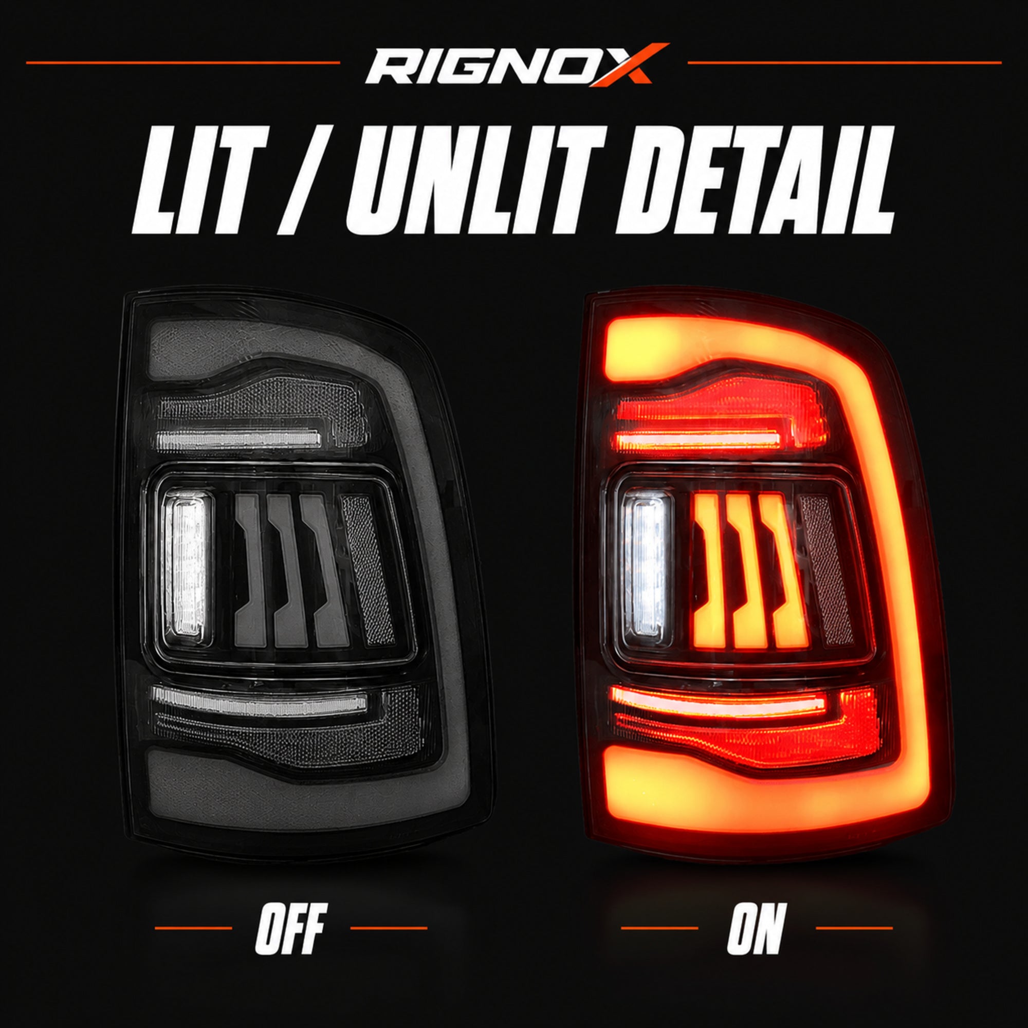 2019-2024 Ram 2500 3500 Sequential LED Tail Lights — clear white lit unlit supplement15