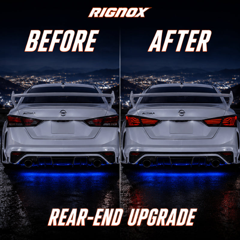 2019-2024 Nissan Altima Sequential LED Tail Lights — smoke red halo sequential before after upgrade - T-ALT19-SR