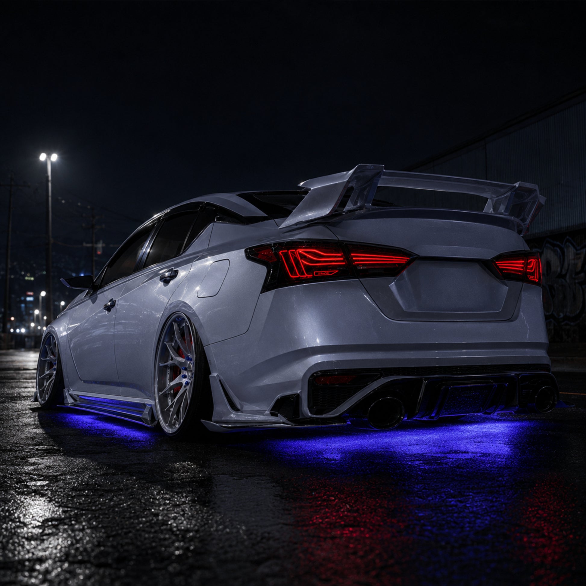 2019-2024 Nissan Altima Sequential LED Tail Lights — smoke red halo sequential low angle rear - T-ALT19-SR