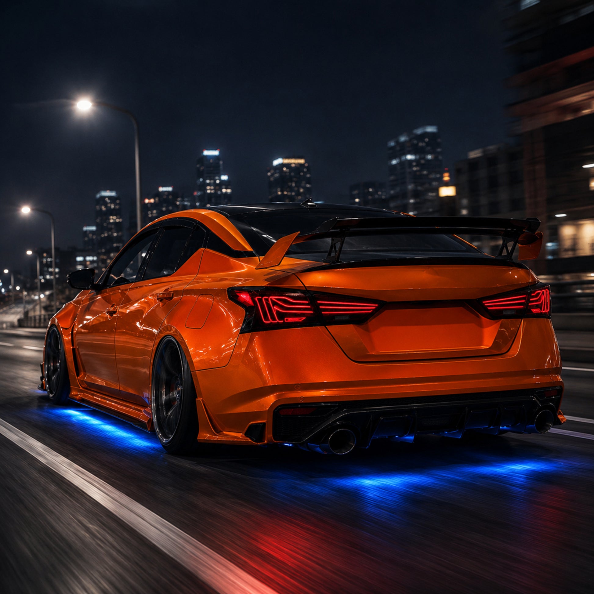 2019-2024 Nissan Altima Sequential LED Tail Lights — smoke red halo sequential night motion effect - T-ALT19-SR