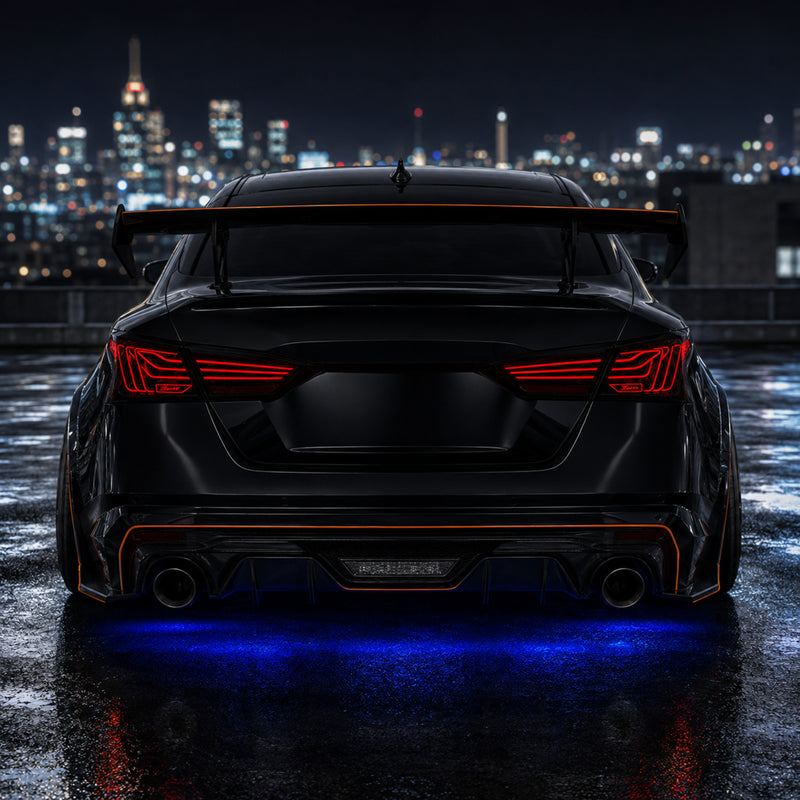 2019-2024 Nissan Altima Sequential LED Tail Lights — smoke red halo sequential rear view night - T-ALT19-SR