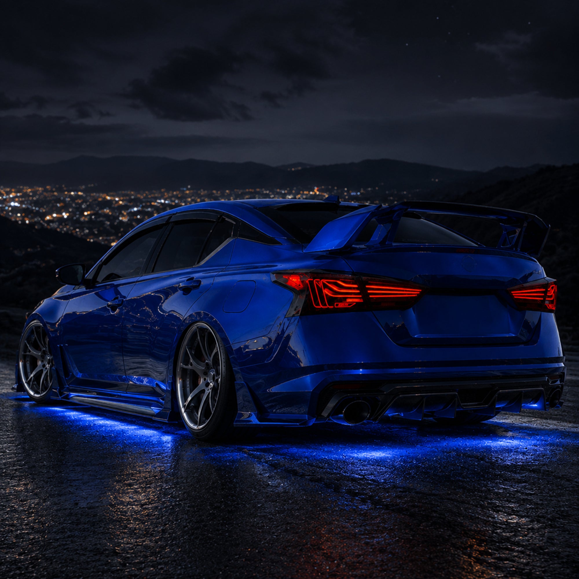 2019-2024 Nissan Altima Sequential LED Tail Lights — smoke red halo sequential side rear45 - T-ALT19-SR