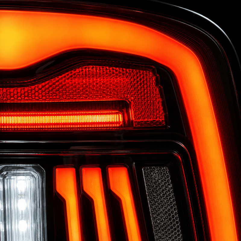 2019-2024 Ram 2500 3500 Sequential LED Tail Lights — clear white macro light bar detail v2