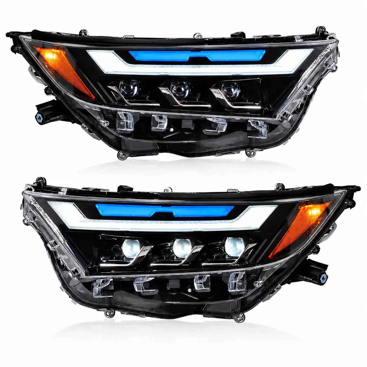 2019-2025 Toyota RAV4 (XA50) LED Triple Projector Headlights Assembly — Pair — Pair on white background — H-RAV4-20