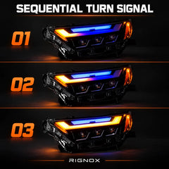 2019-2025 Toyota RAV4 (XA50) LED Triple Projector Headlights Assembly — Pair — Sequential turn signal — H-RAV4-20