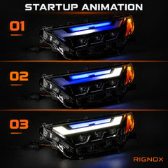 2019-2025 Toyota RAV4 (XA50) LED Triple Projector Headlights Assembly — Pair — Startup animation — H-RAV4-20