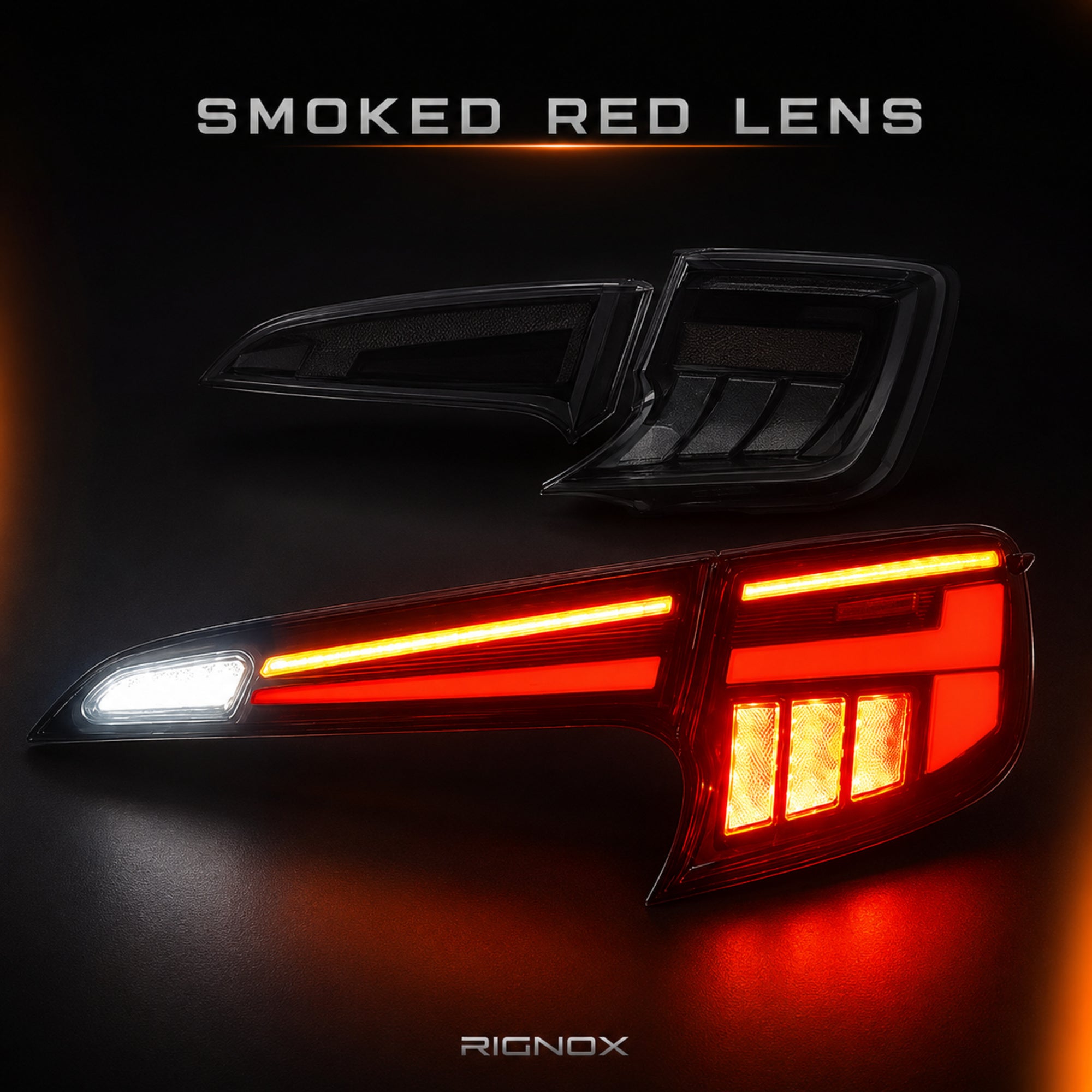 2019-2025 Toyota Corolla Hatchback & GR Corolla Sequential LED Tail Lights — smoked red product housing detail — T-COR19