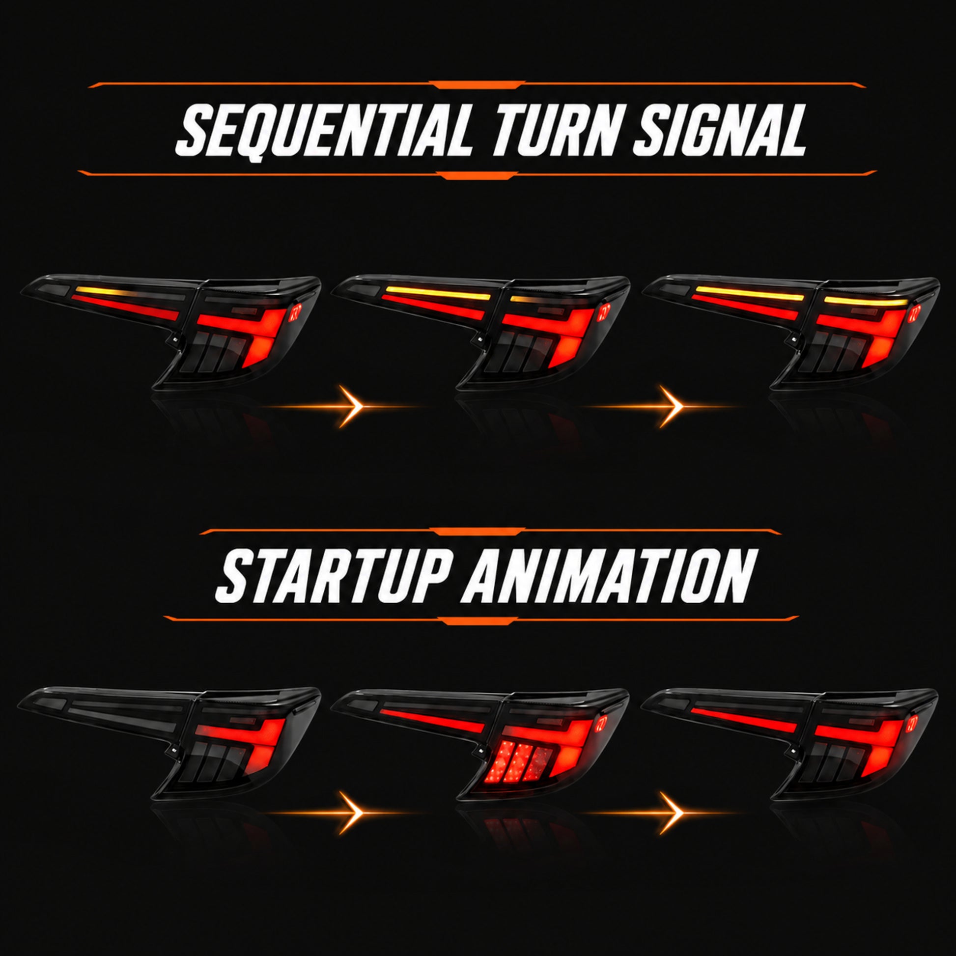 2019-2025 Toyota Corolla Hatchback & GR Corolla Sequential LED Tail Lights — smoked red sequential startup function — T-COR19