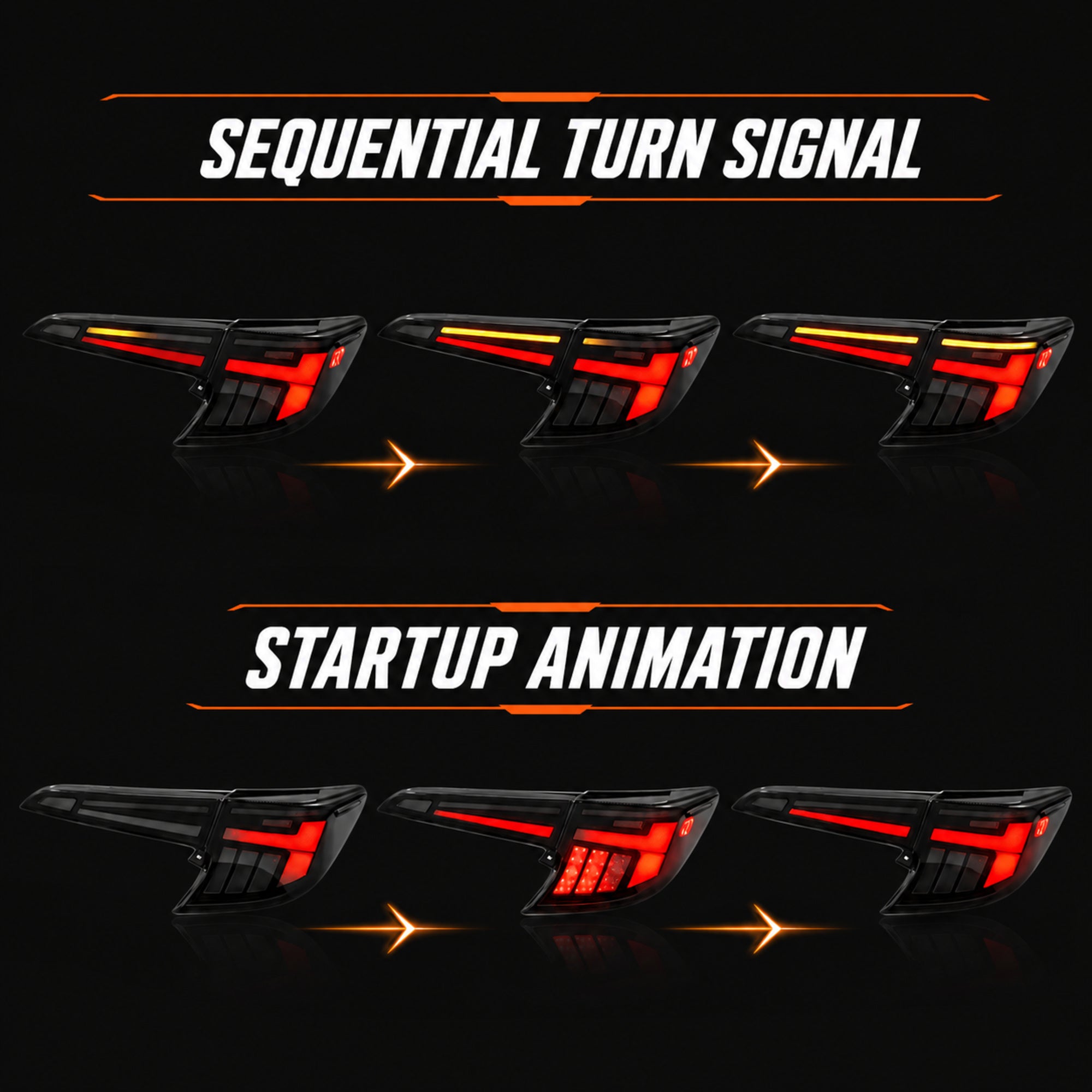 2019-2025 Toyota Corolla Hatchback & GR Corolla Sequential LED Tail Lights — smoked red sequential startup function — T-COR19