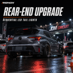 2019-2025 Toyota Corolla Hatchback & GR Corolla Sequential LED Tail Lights — sequential LED car meet low angle — T-COR19
