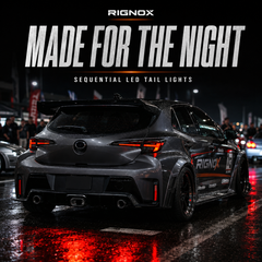 2019-2025 Toyota Corolla Hatchback & GR Corolla Sequential LED Tail Lights — sequential LED car meet night motion — T-COR19