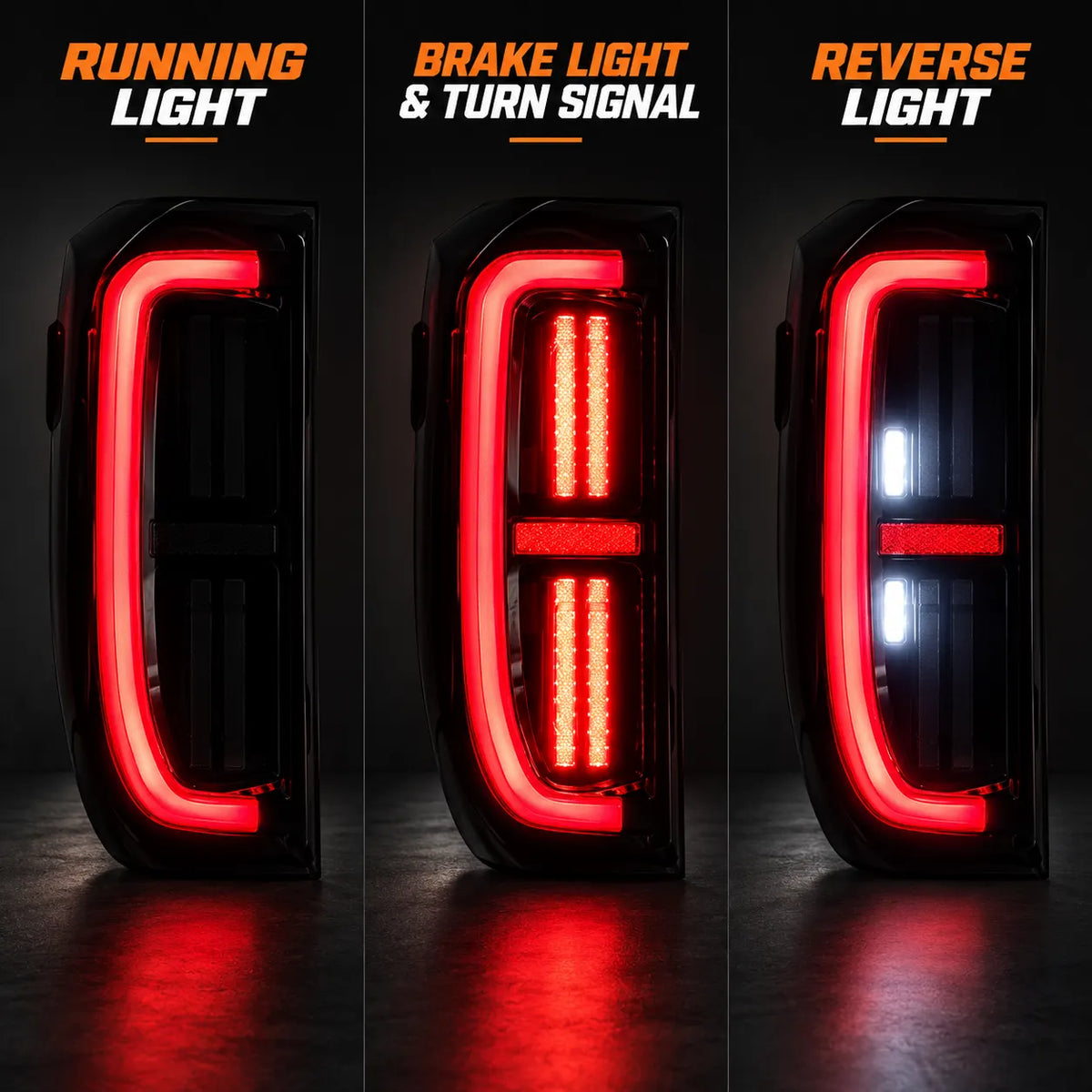2019-2026 GMC Sierra 1500 & 2020-2023 Sierra 2500HD/3500HD (T1) LED Tail Lights Assembly — Pair — Light Functions — T-SRA19-SR