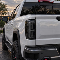 2019-2026 GMC Sierra 1500 & 2020-2023 Sierra 2500HD/3500HD (T1) LED Tail Lights Assembly — Pair — Lights Off Close-Up — T-SRA19-SR
