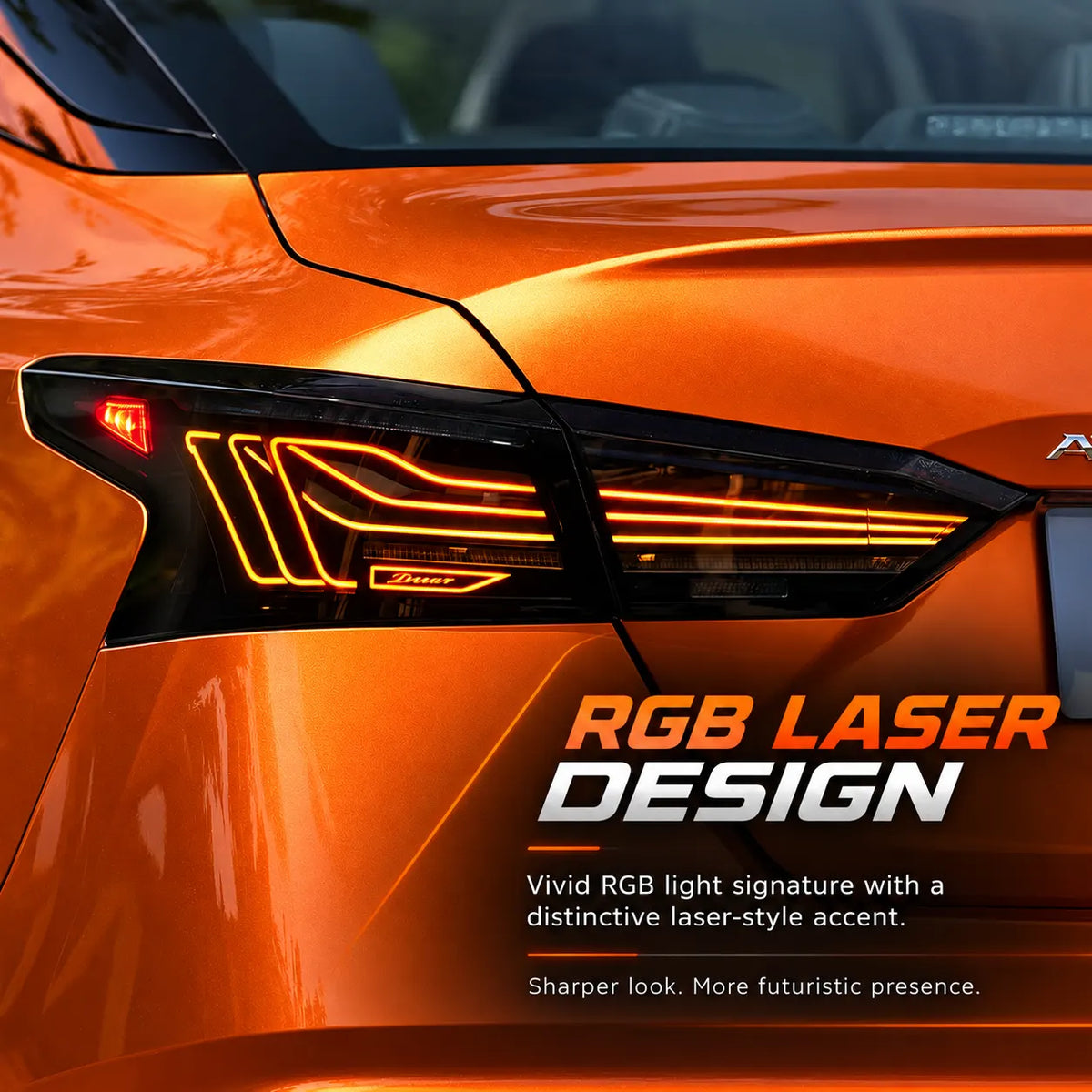 2019-2026 Nissan Altima Sequential Laser LED Tail Lights Assembly — 4-Piece Set — RGB laser design detail — T-ALT19-SRGB