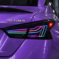 2019-2026 Nissan Altima Sequential Laser LED Tail Lights Assembly — 4-Piece Set — purple RGB light close-up — T-ALT19-SRGB