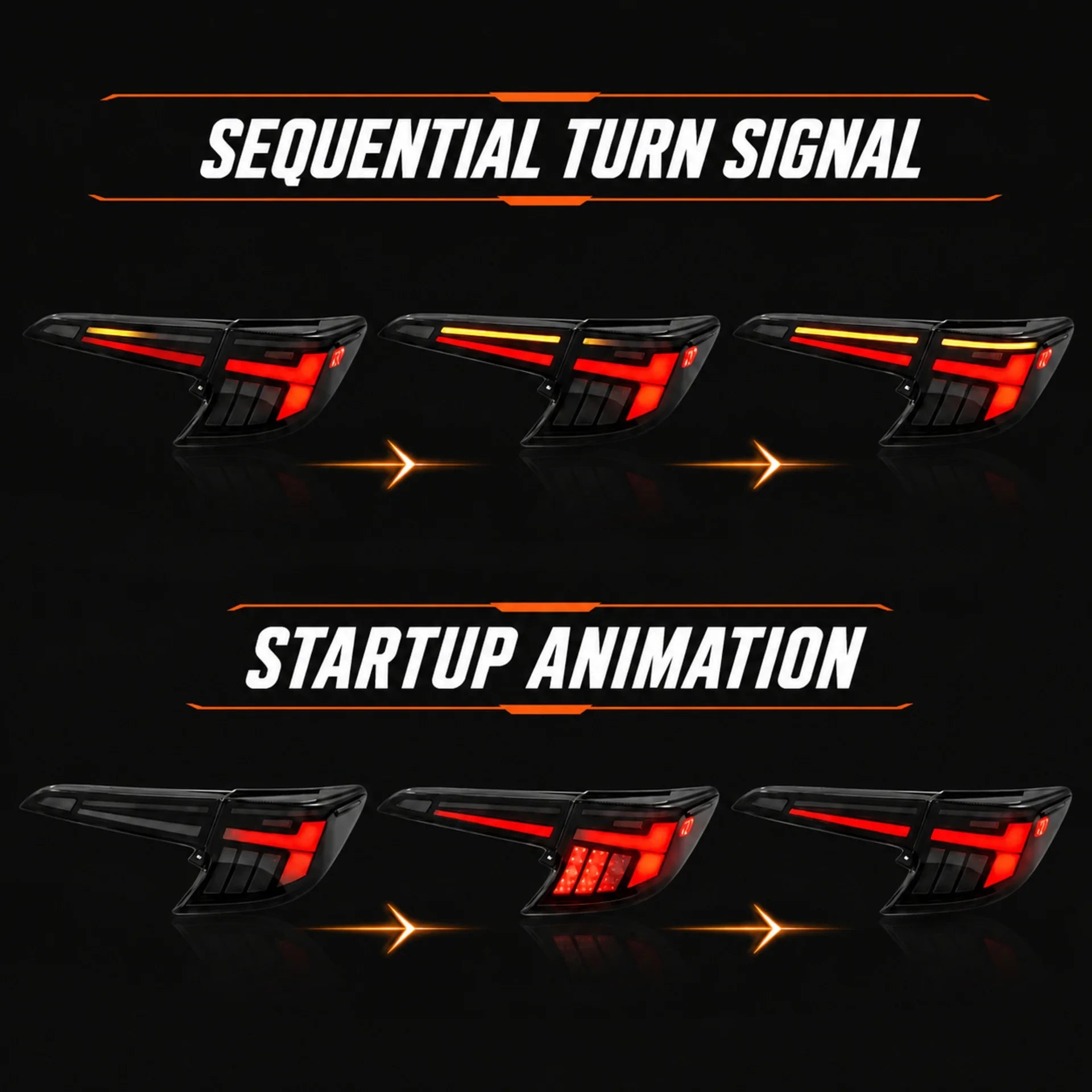 2019-2026 Toyota Corolla Hatchback and GR Corolla Sequential LED Tail Lights — sequential turn start-up animation— T-COR19-SW