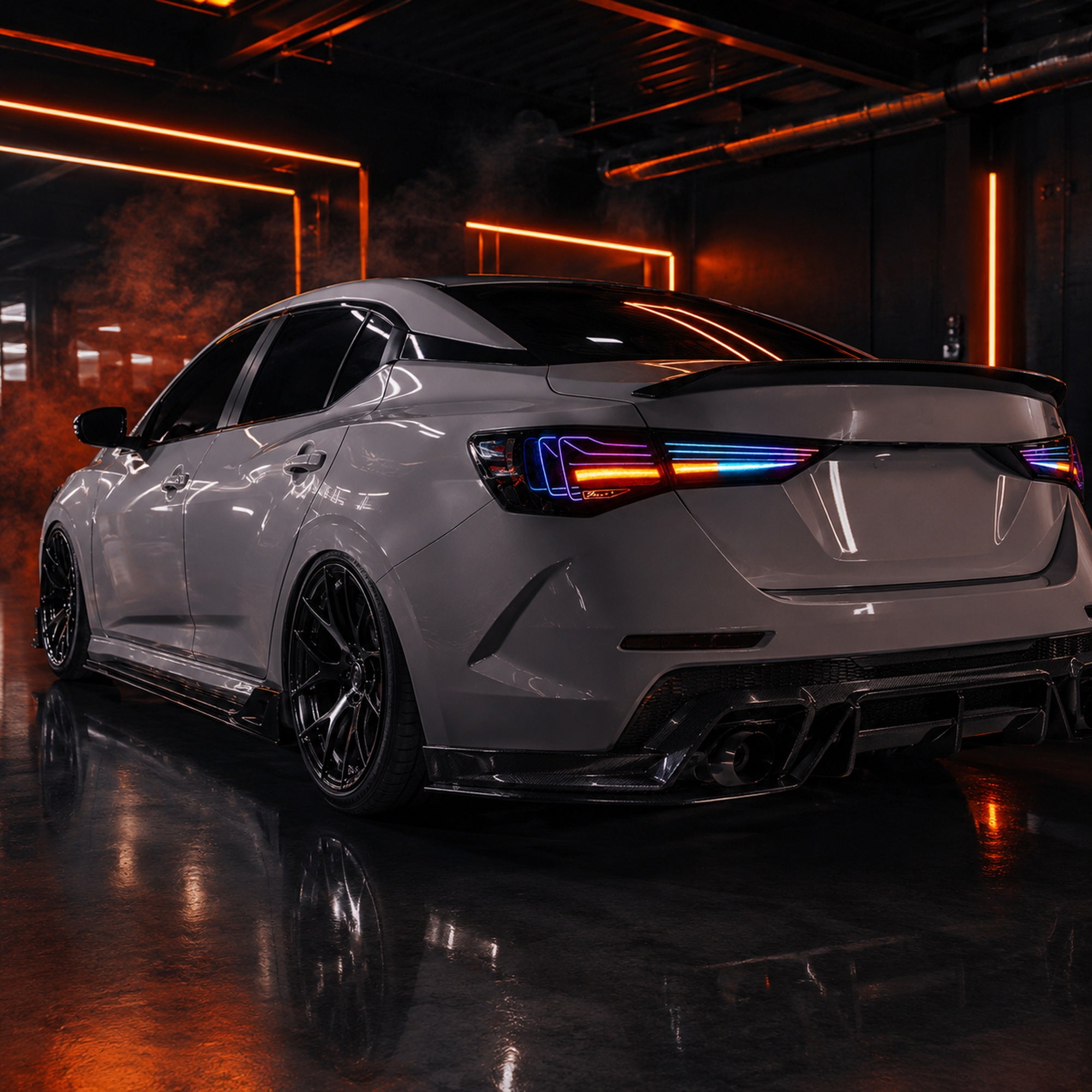 2020-2025 Nissan Sentra Sequential LED Tail Lights — rgblaser line sequential garage show06 - T-SEN20-SRGB