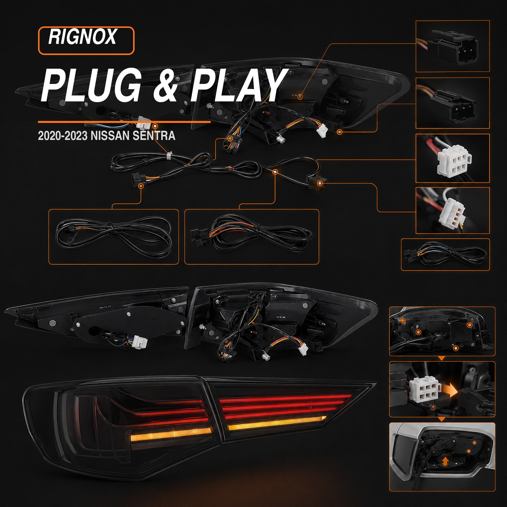 2020-2025 Nissan Sentra Sequential LED Tail Lights — rgblaser line sequential installation15 - T-SEN20-SRGB