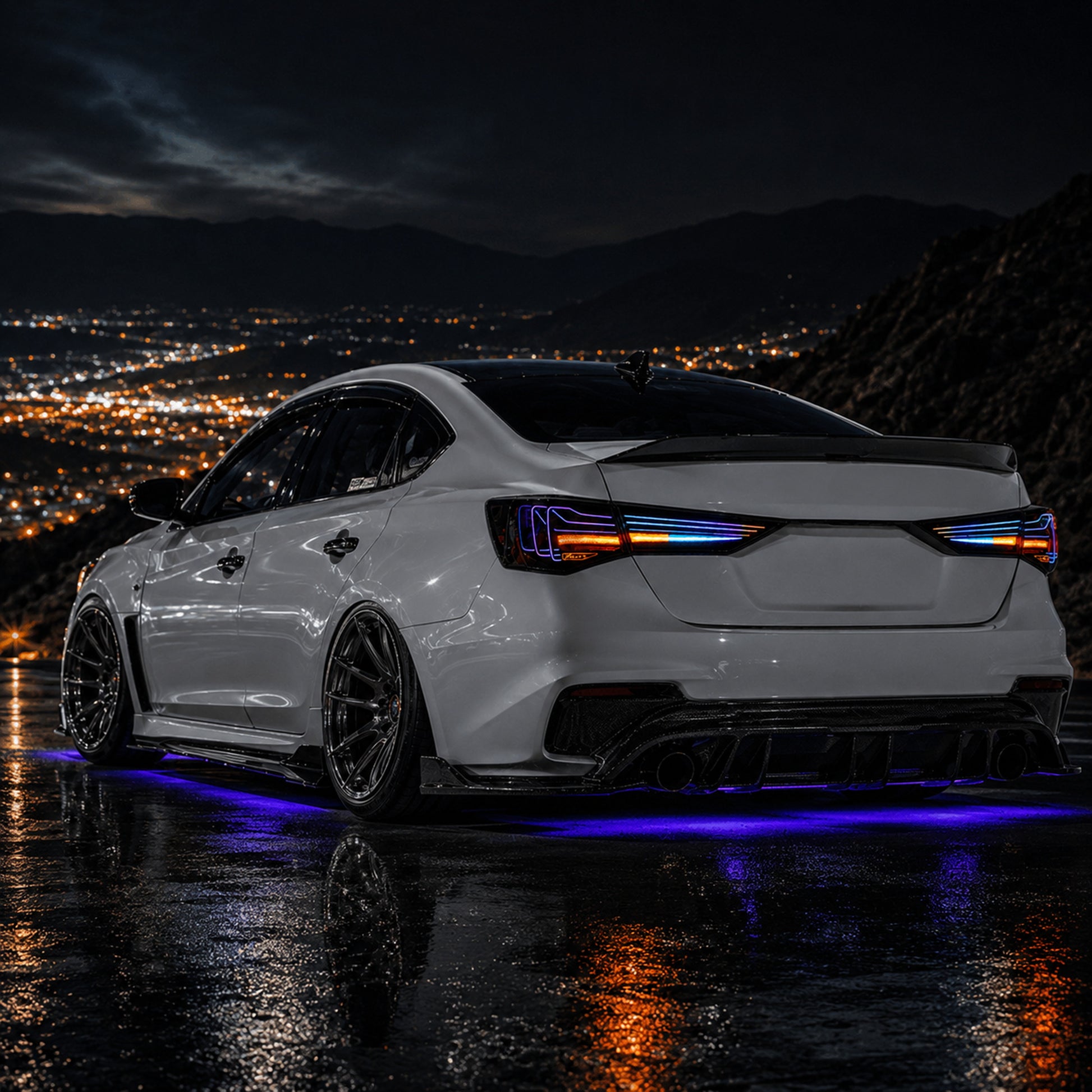 2020-2025 Nissan Sentra Sequential LED Tail Lights — rgblaser line sequential installed night02 - T-SEN20-SRGB