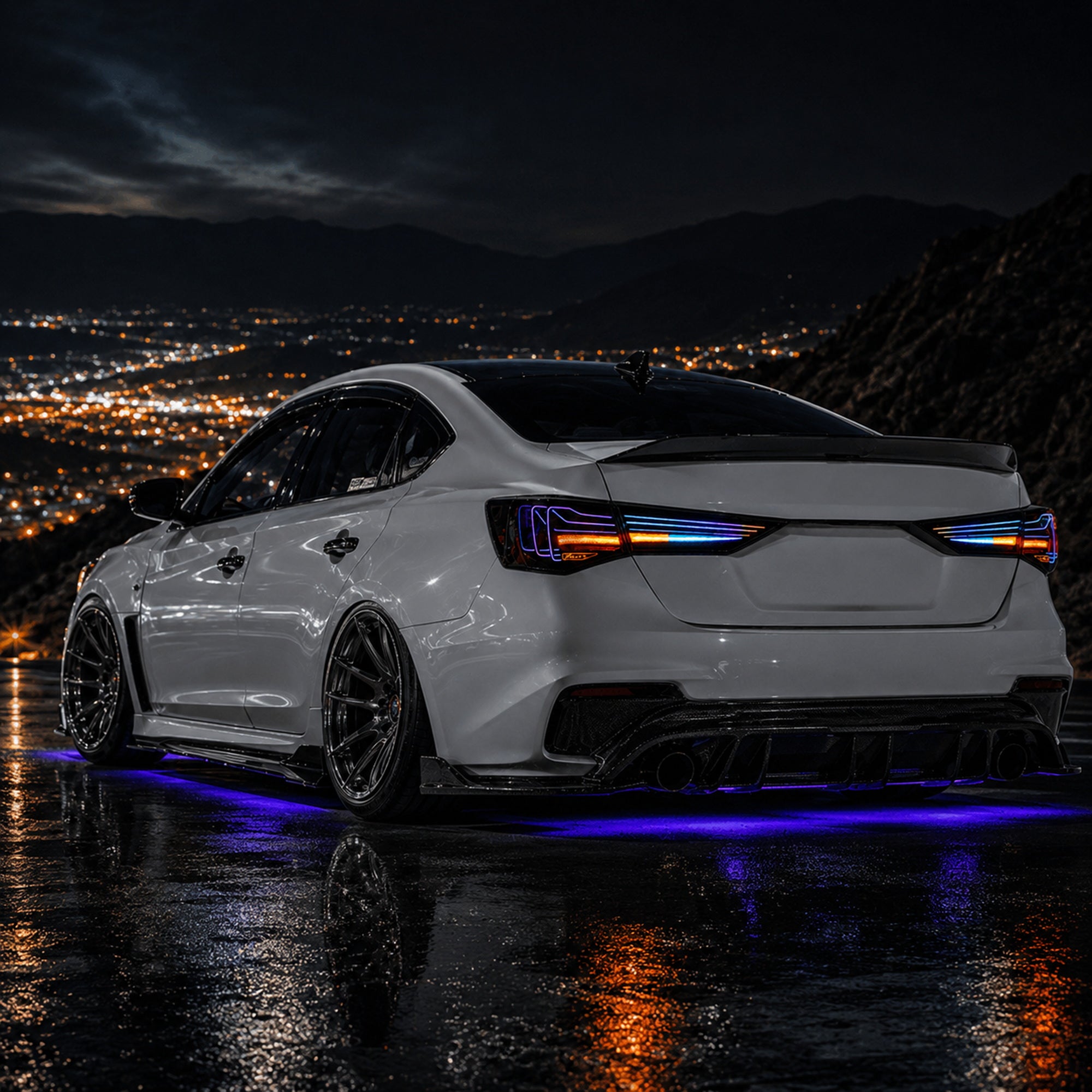 2020-2025 Nissan Sentra Sequential LED Tail Lights — rgblaser line sequential installed night02 - T-SEN20-SRGB
