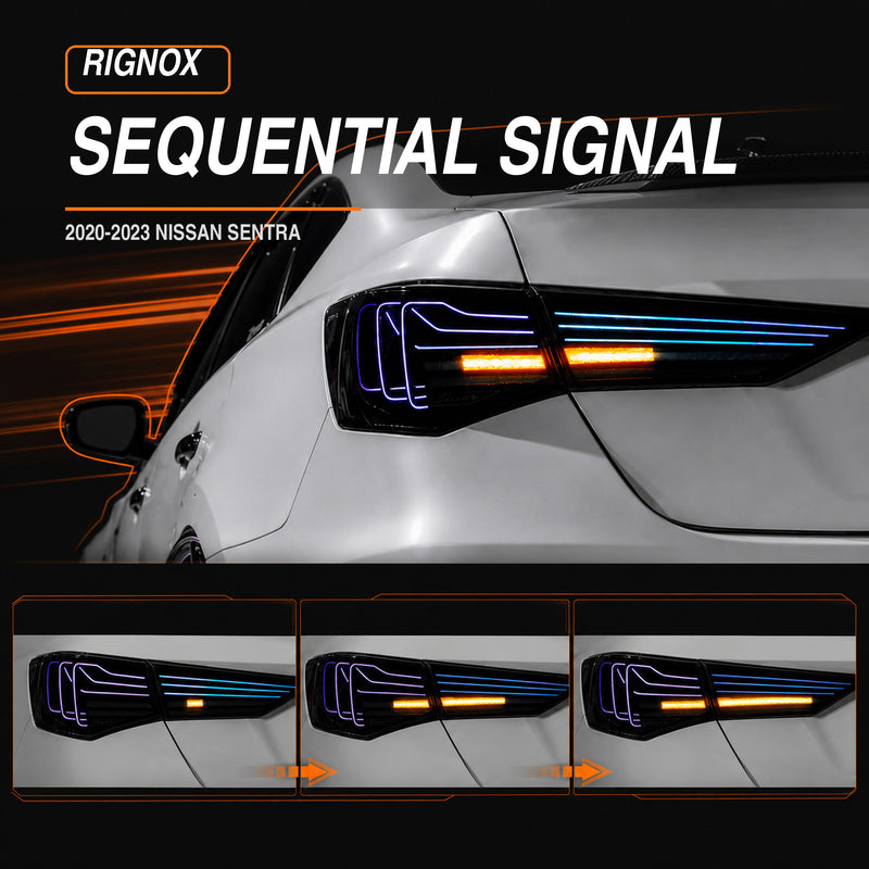 2020-2025 Nissan Sentra Sequential LED Tail Lights — rgblaser line sequential sequential signal14 - T-SEN20-SRGB