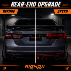 2020-2025 Nissan Sentra Sequential LED Tail Lights — smoke white laser line before after upgrade - T-SEN20-SW