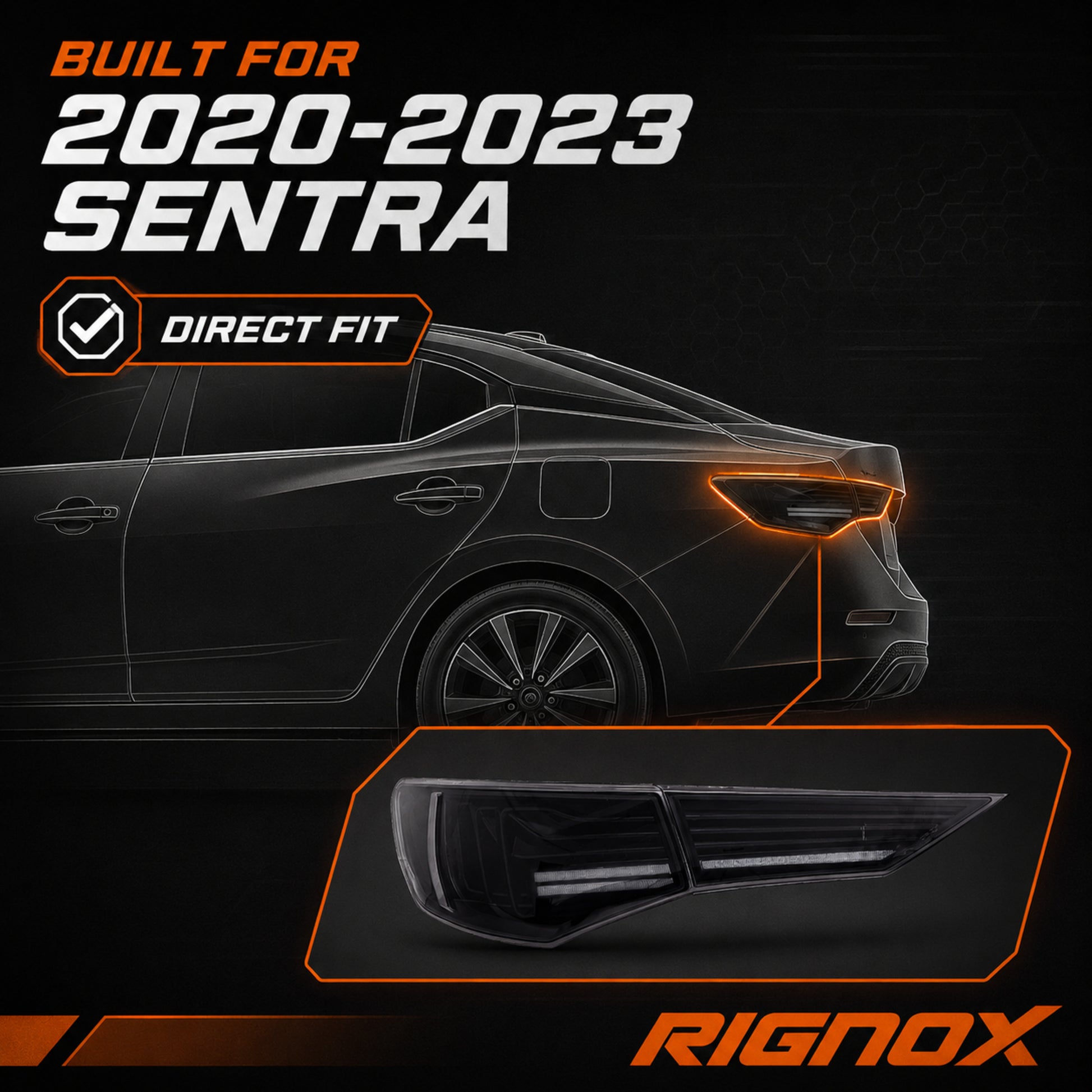 2020-2025 Nissan Sentra Sequential LED Tail Lights — smoke white laser line compatibility fitment - T-SEN20-SW