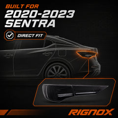 2020-2025 Nissan Sentra Sequential LED Tail Lights — smoke white laser line compatibility fitment - T-SEN20-SW