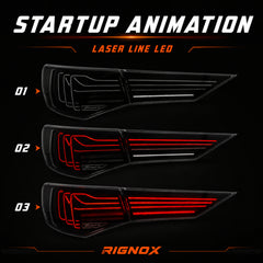 2020-2025 Nissan Sentra Sequential LED Tail Lights — smoke white laser line startup animation - T-SEN20-SW