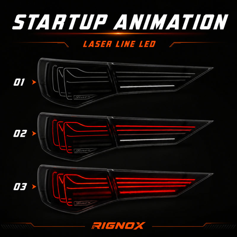 2020-2025 Nissan Sentra Sequential LED Tail Lights — smoke white laser line startup animation - T-SEN20-SW