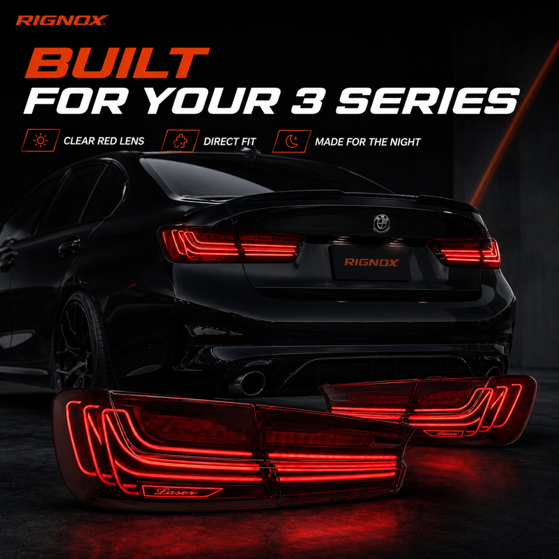 2019-2025 BMW 3 Series G20/G28/G80 M3 Sequential LED Tail Lights — clear red feature summary - T-3G20-RR