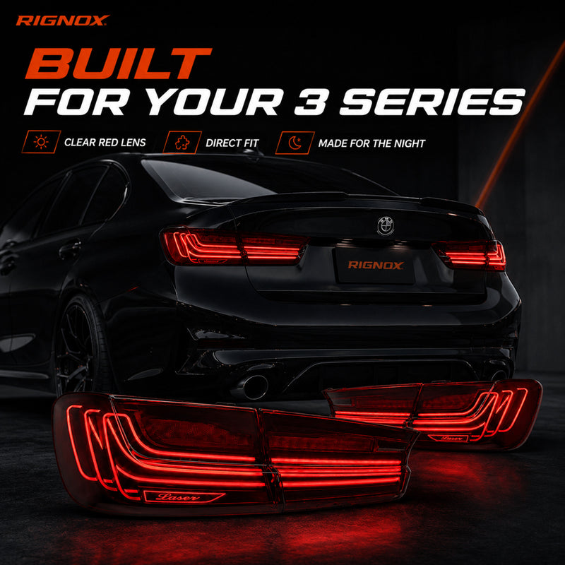 2019-2025 BMW 3 Series G20/G28/G80 M3 Sequential LED Tail Lights — clear red feature summary - T-3G20-RR