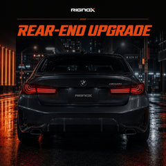 2019-2025 BMW 3 Series G20/G28/G80 M3 Sequential LED Tail Lights — clear red installed rear view - T-3G20-RR