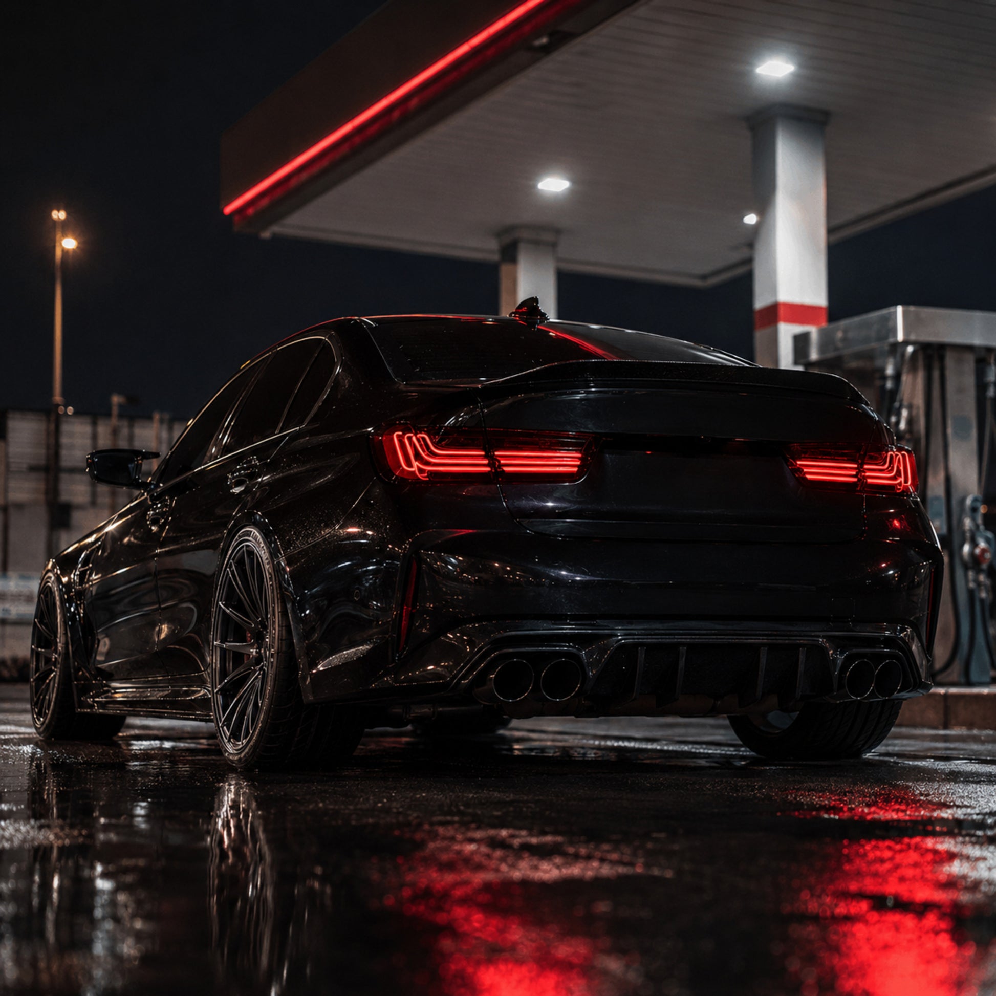 2019-2025 BMW 3 Series G20/G28/G80 M3 Sequential LED Tail Lights — clear red low angle rear - T-3G20-RR