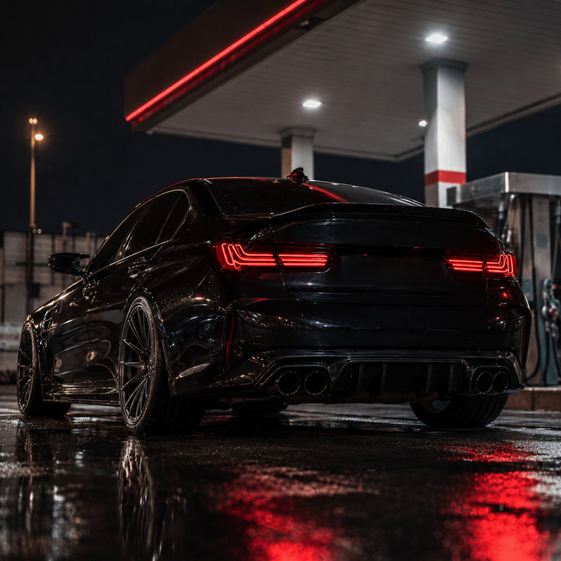 2019-2025 BMW 3 Series G20/G28/G80 M3 Sequential LED Tail Lights — clear red low angle rear - T-3G20-RR
