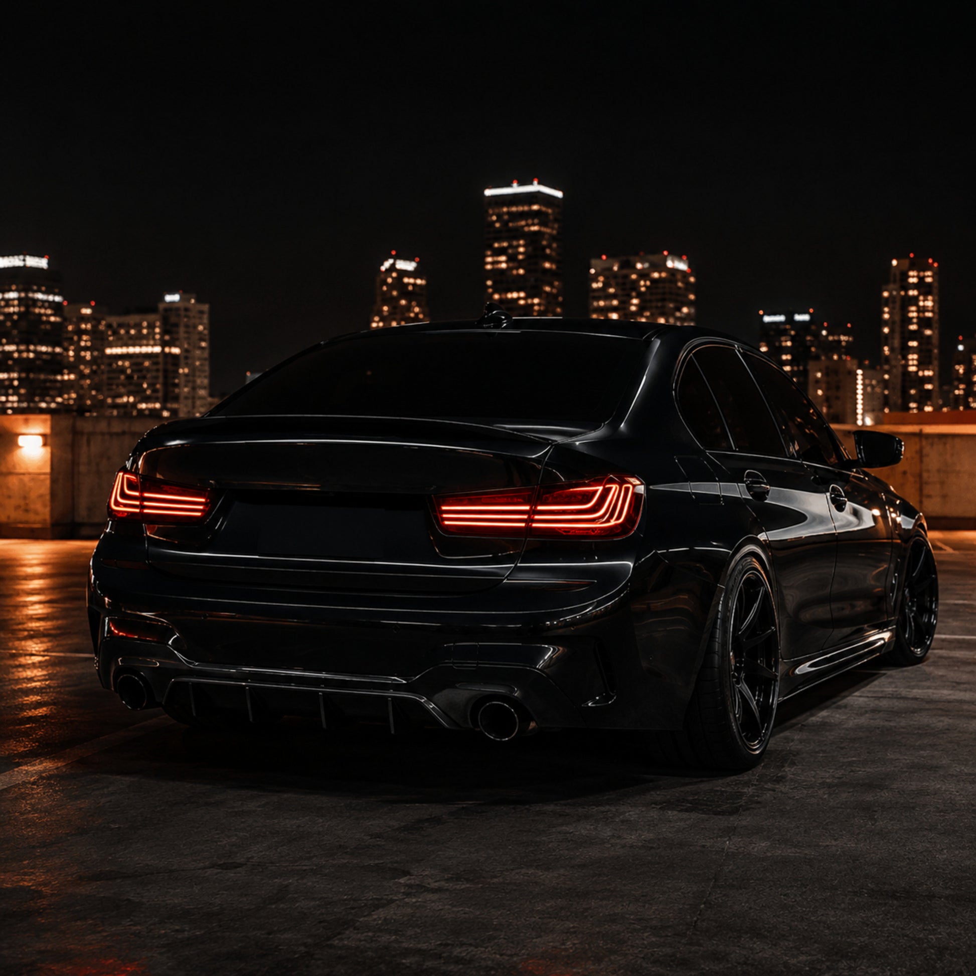 2019-2025 BMW 3 Series G20/G28/G80 M3 Sequential LED Tail Lights — clear red rear45 night - T-3G20-RR