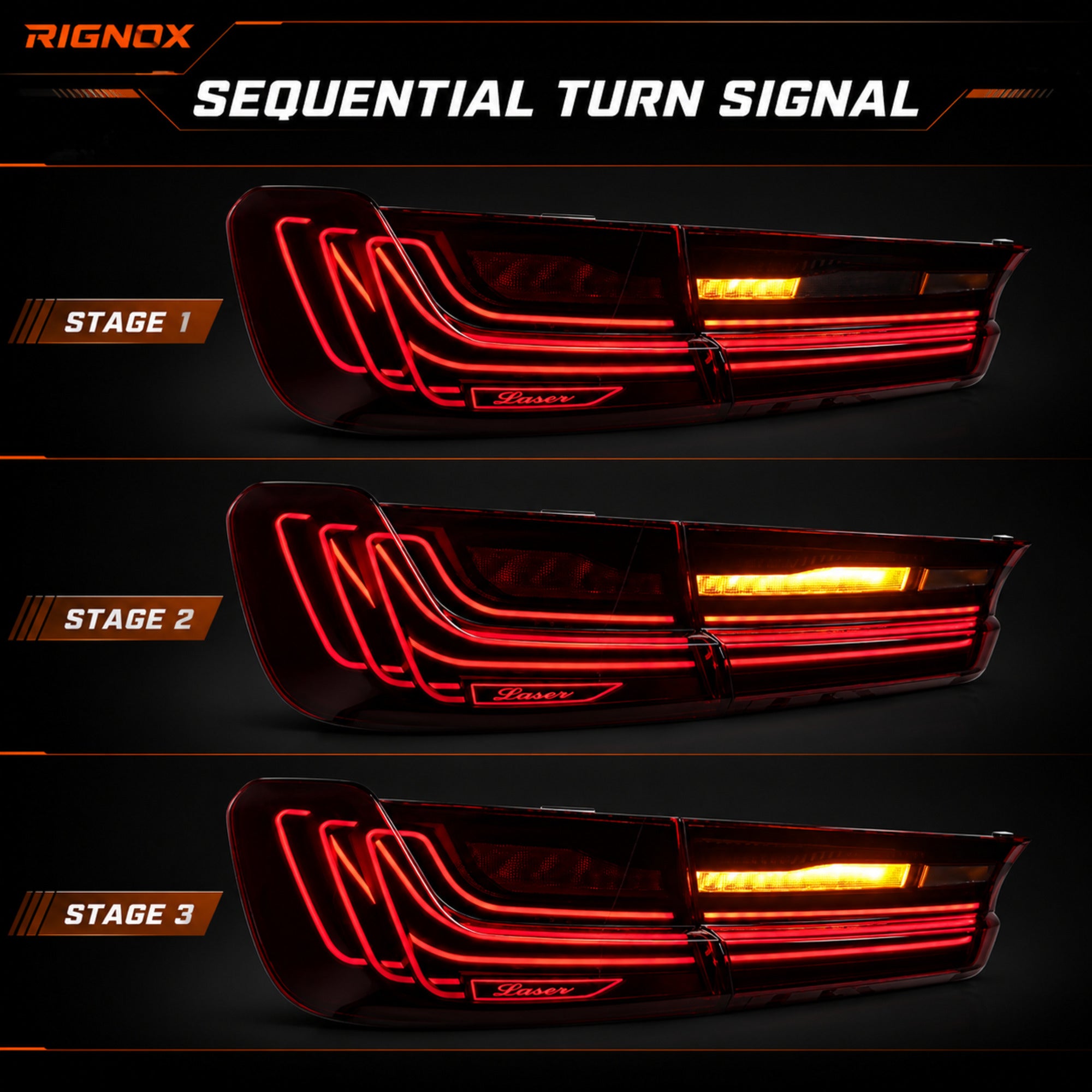 2019-2025 BMW 3 Series G20/G28/G80 M3 Sequential LED Tail Lights — clear red sequential turn signal - T-3G20-RR