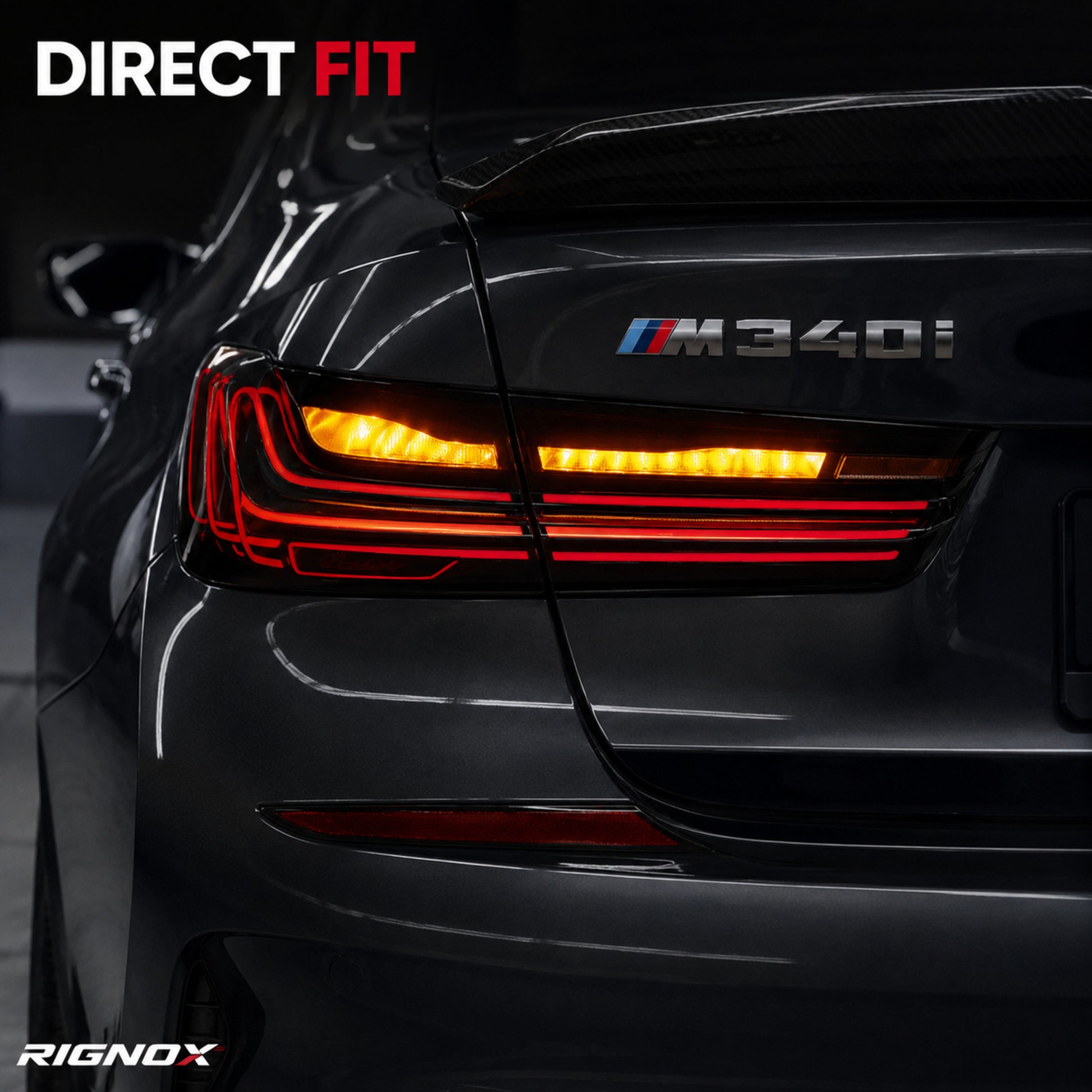 2019-2025 BMW 3 Series G20/G28/G80 M3 Sequential LED Tail Lights — smoke red installed detail - T-3G20-SR
