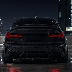 2019-2025 BMW 3 Series G20/G28/G80 M3 Sequential LED Tail Lights — smoke red installed rear view - T-3G20-SR