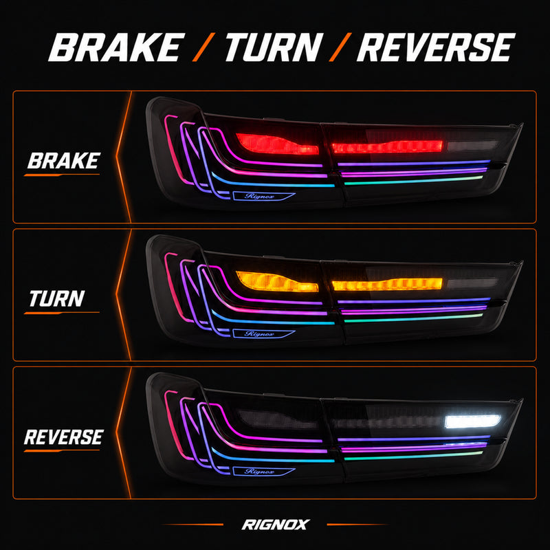 2019-2025 BMW 3 Series G20/G28/G80 M3 Sequential LED Tail Lights — smoke red RGB function12 - T-3G20-SRGB