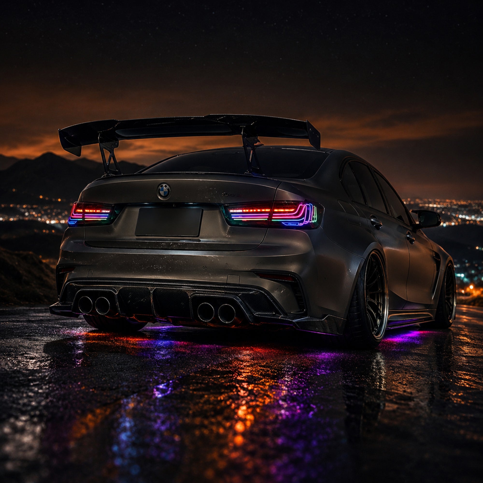 2019-2025 BMW 3 Series G20/G28/G80 M3 Sequential LED Tail Lights — smoke red RGB low angle05 - T-3G20-SRGB